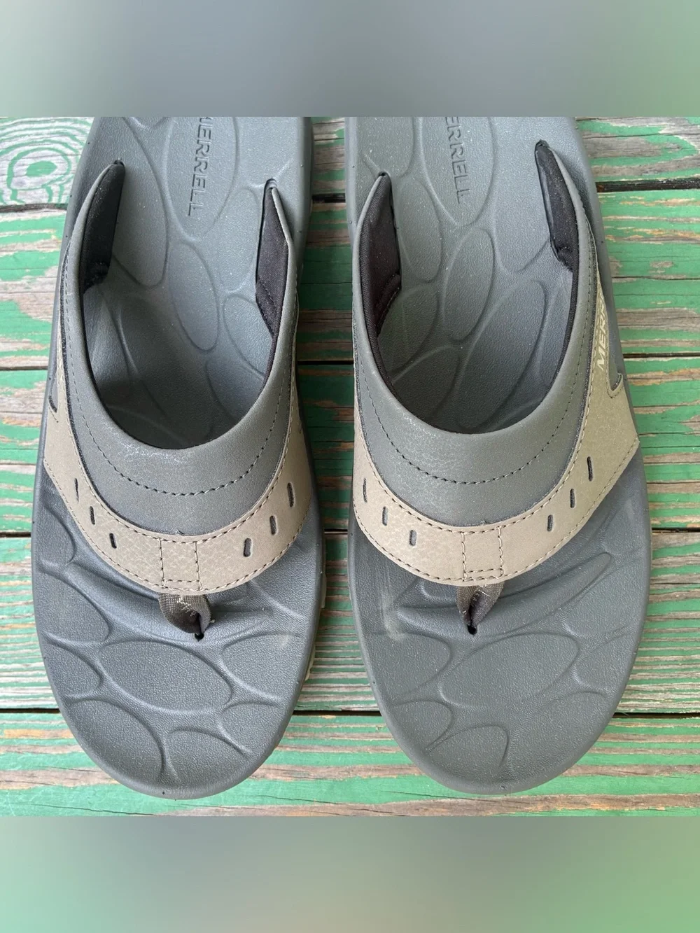 Merrell Mens Huntington Sport Flip Sandals Boulder Sz 9 Shoes